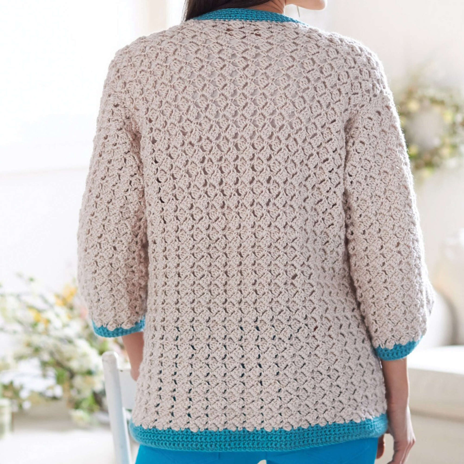 Bernat Cluster Stitch Crochet Cardigan L