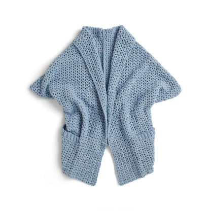 Bernat Cozy Crochet Pocket Shawl Cardigan Crochet Sweater made in Bernat Forever Fleece Finer yarn