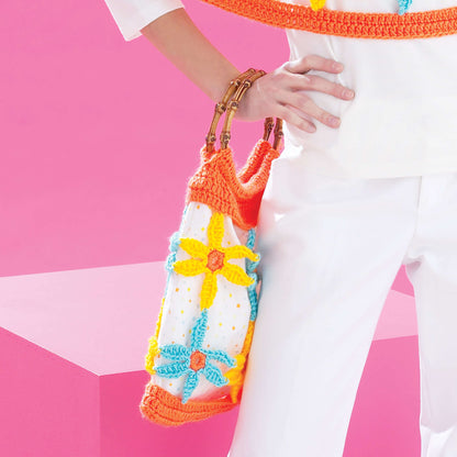 Bernat Crochet Daisy Chain Poncho and Bag Crochet Bag made in Bernat Satin yarn