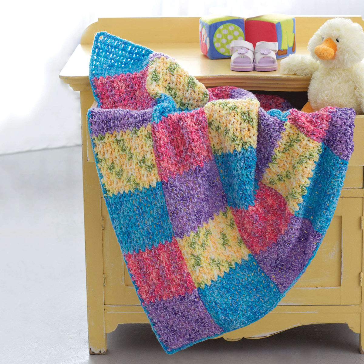 Crochet Blanket made in Bernat Li'l Tots yarn