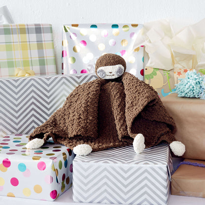 Bernat Crochet Sleepy Sloth Lovey Crochet Blanket made in Bernat Baby Blanket Tiny yarn