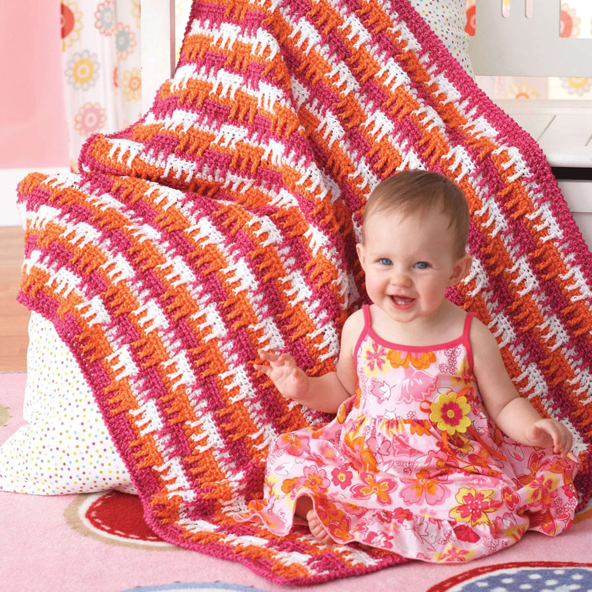 Crochet Blanket made in Bernat Baby Coordinates yarn