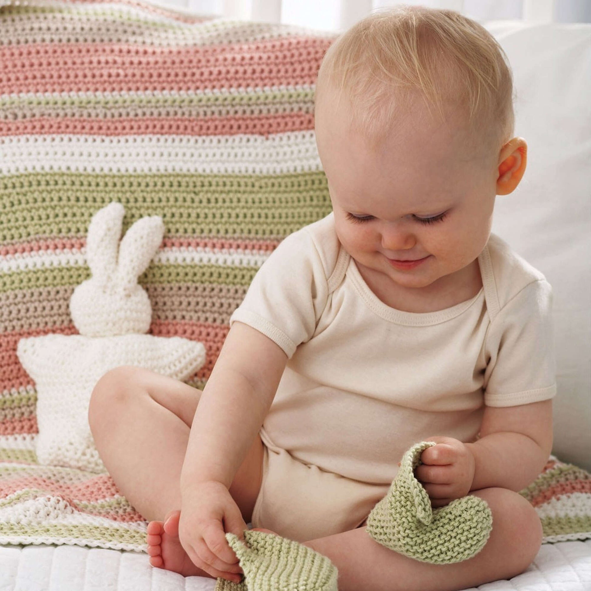 Free Bernat Striped Crochet Baby Blanket Pattern