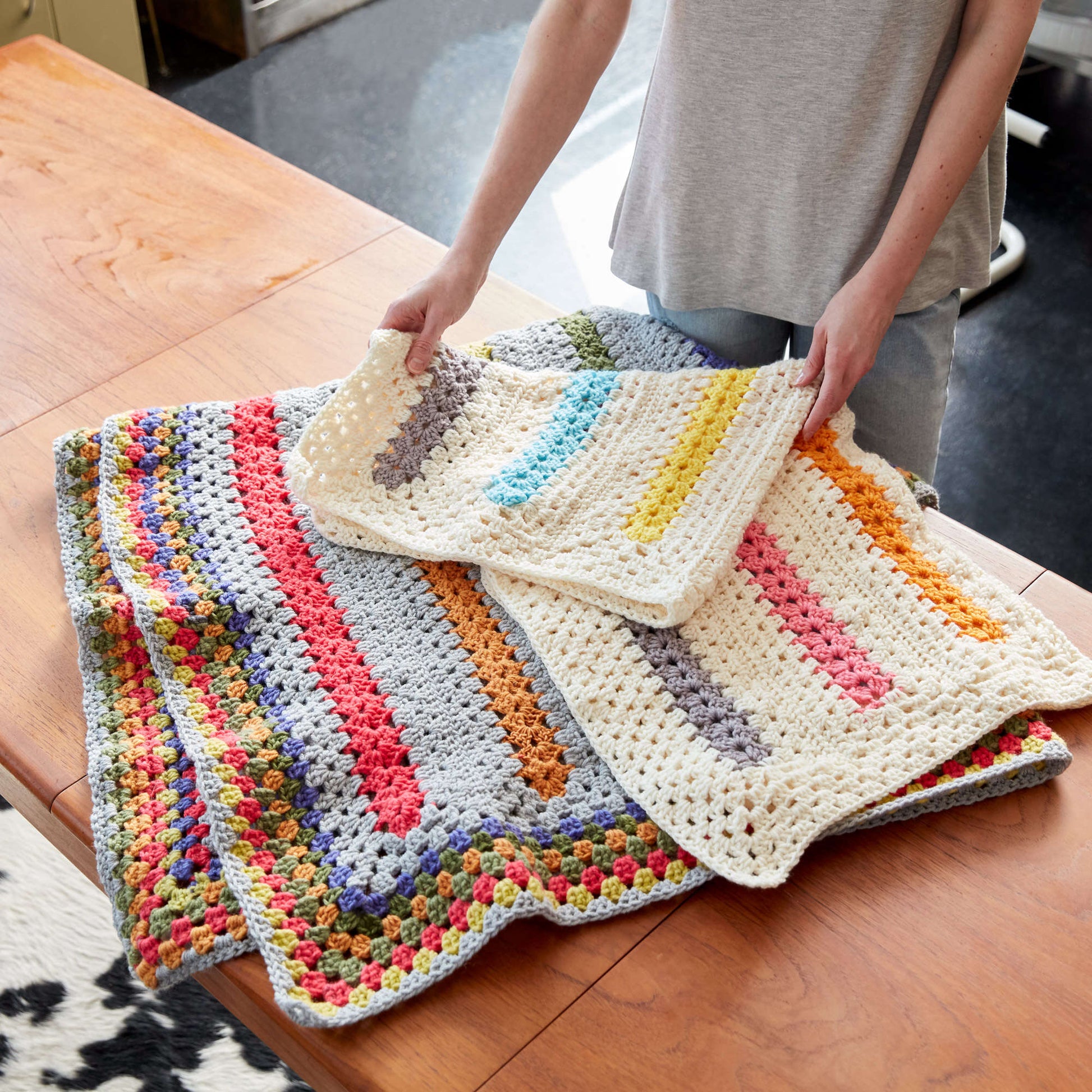 Bernat Pop-A-Minute Crochet Baby Blanket Crochet Blanket made in Bernat Super Value yarn
