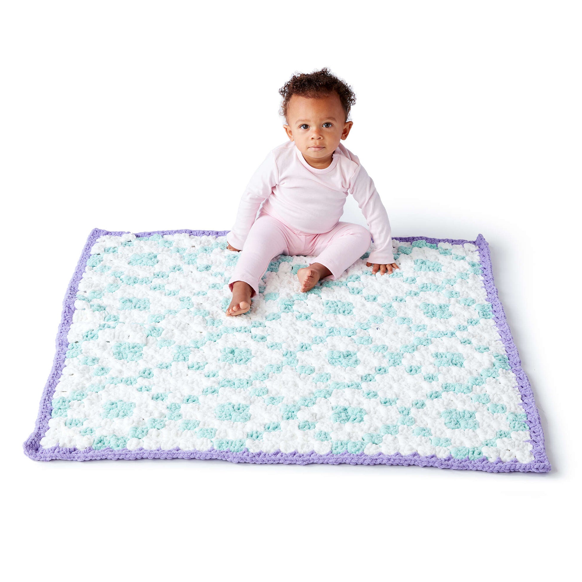 Bernat Geometric C2C Crochet Blanket Crochet Blanket made in Bernat Baby Blanket yarn
