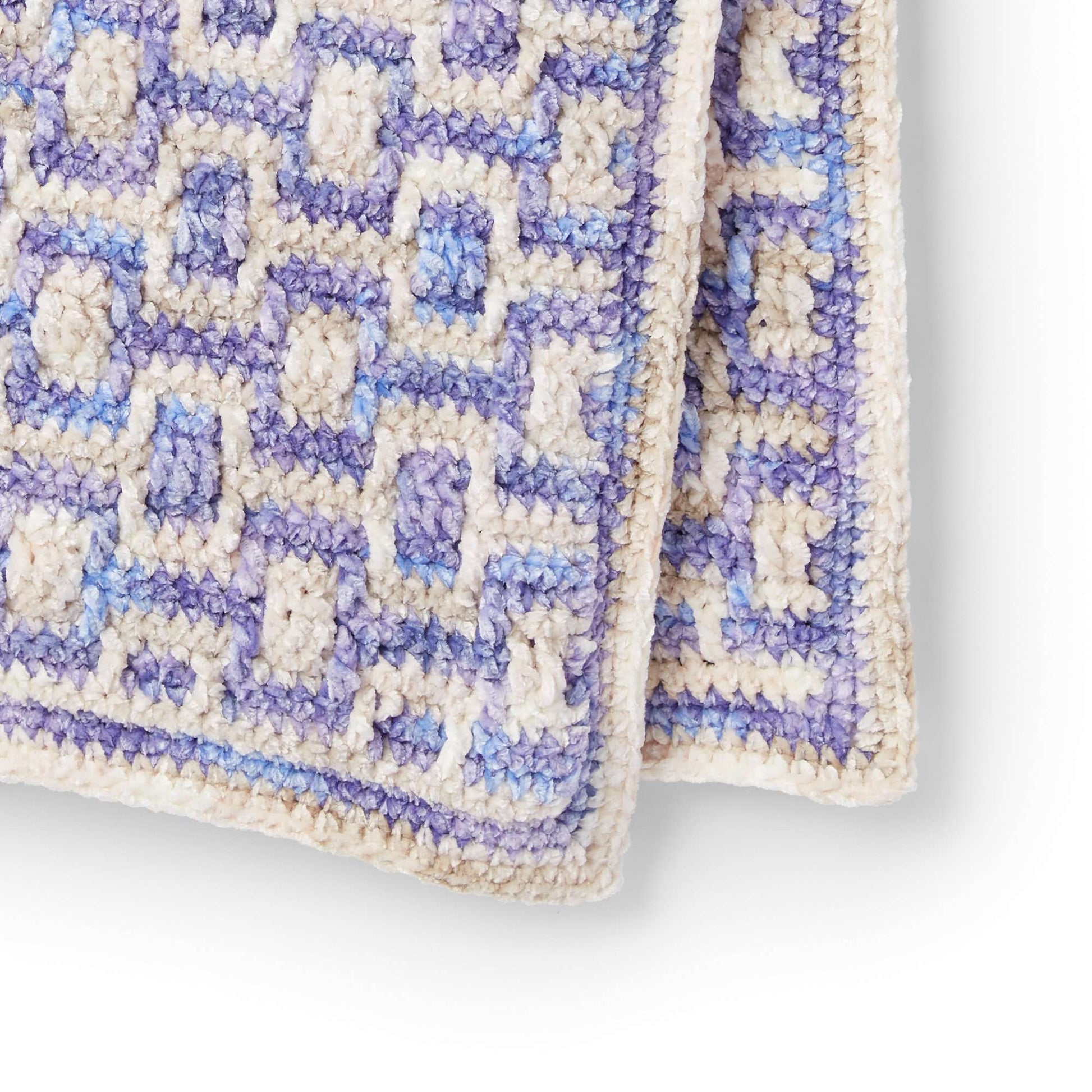 Bernat Mosaic Crochet Blanket Crochet Blanket made in Bernat Baby Crushed Velvet yarn
