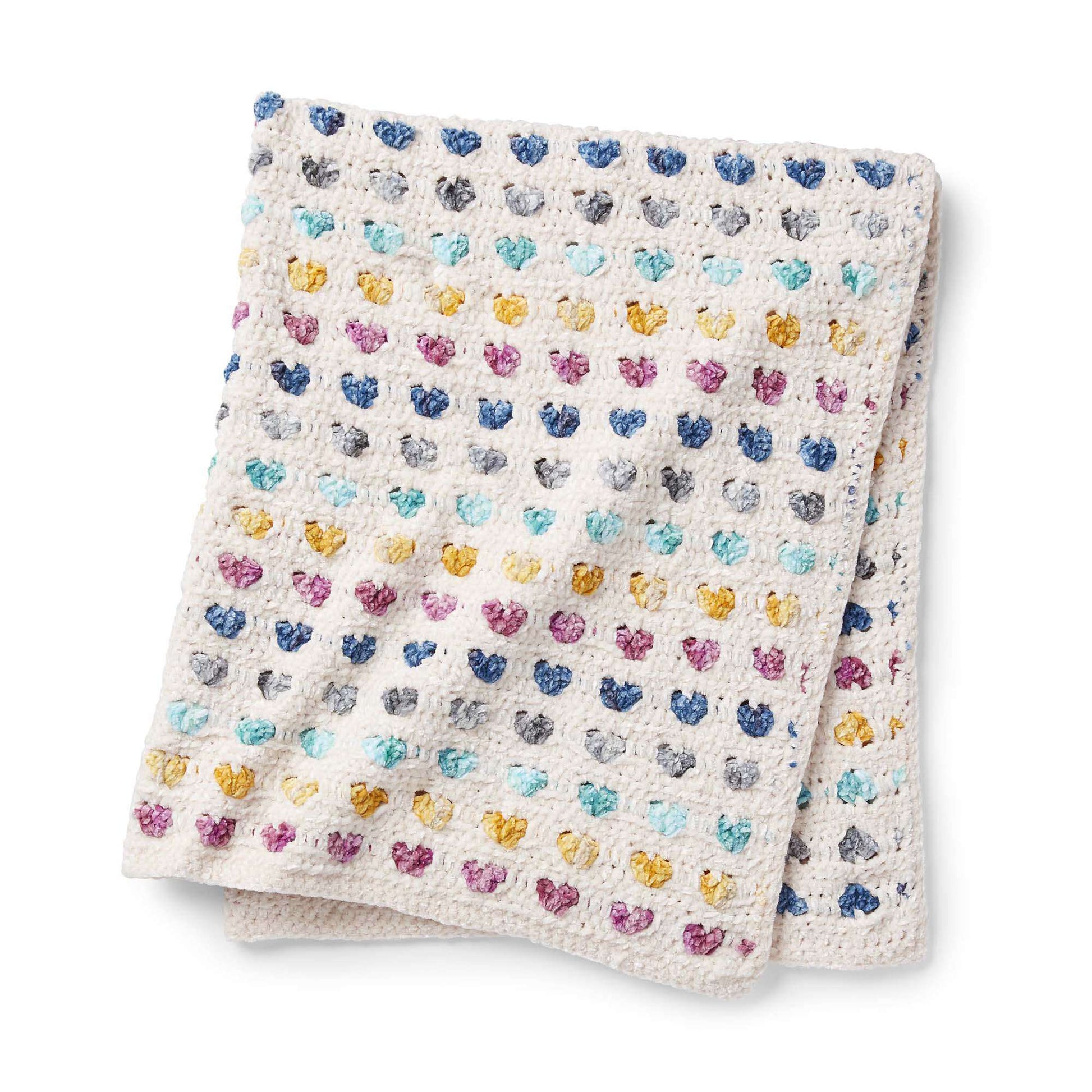 Free Bernat Heart Stripe Crochet Baby Blanket Pattern