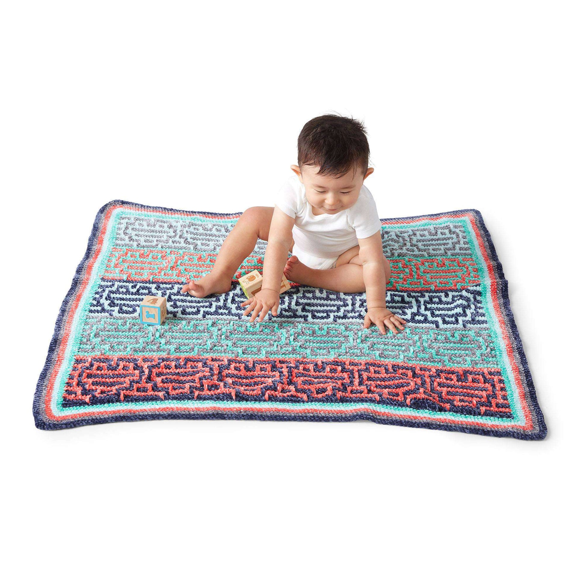 Free Bernat Party Heart-Y Mosaic Crochet Baby Blanket Pattern