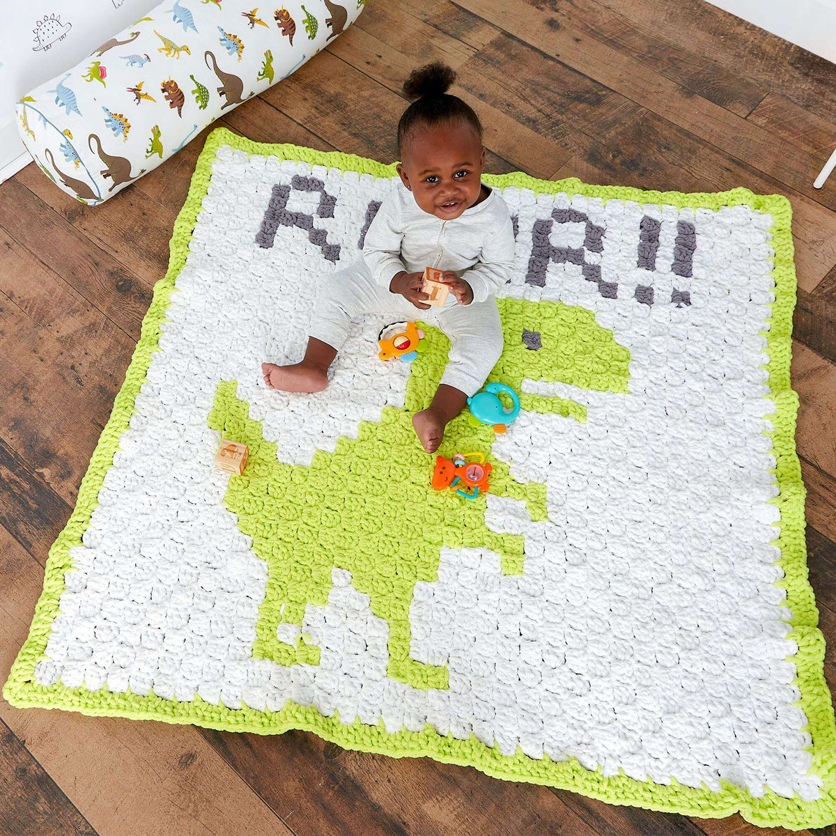 Crochet Blanket made in Bernat Baby Blanket yarn, Grass Green.