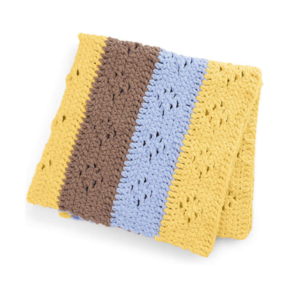 Bernat Crochet Eyelet Striped Blanket Crochet Blanket made in Bernat Baby Blanket yarn