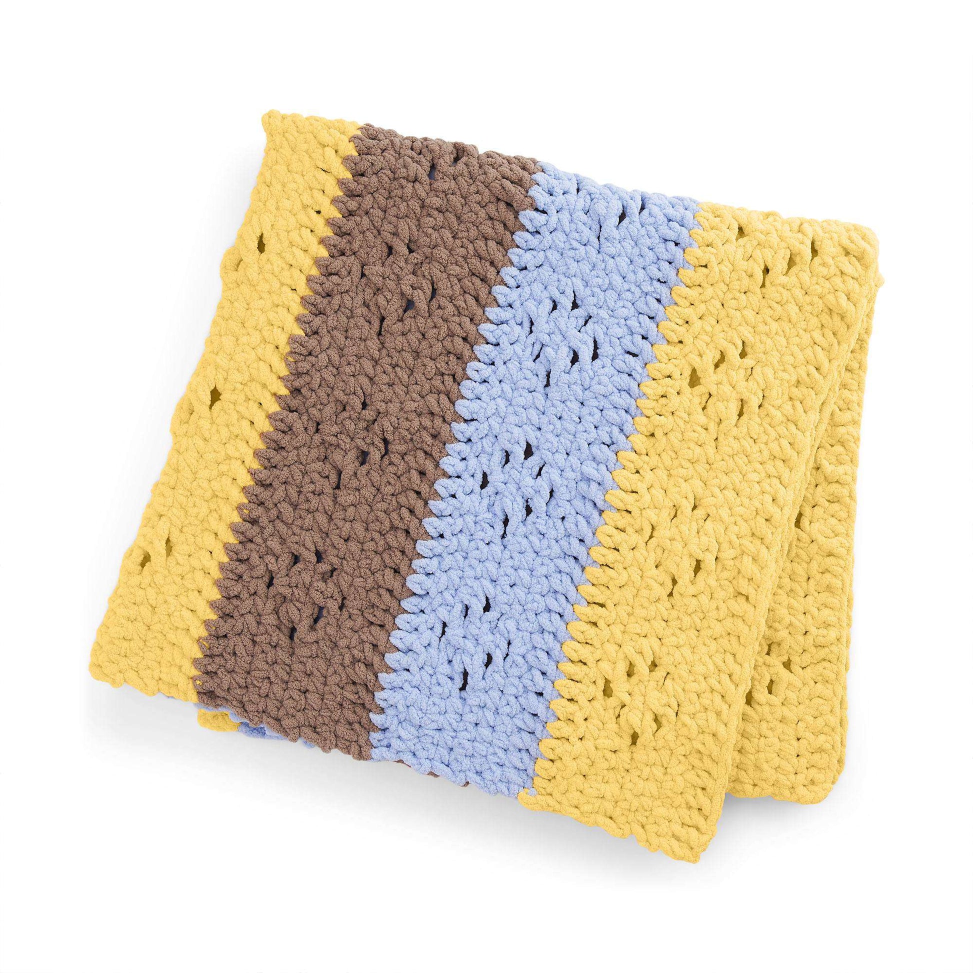 Free Bernat Crochet Eyelet Striped Blanket Pattern