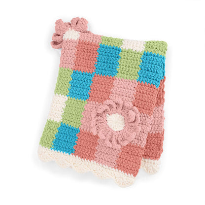 Bernat Gingham & Flowers Crochet Baby Blanket Crochet Blanket made in Bernat Baby Blanket yarn