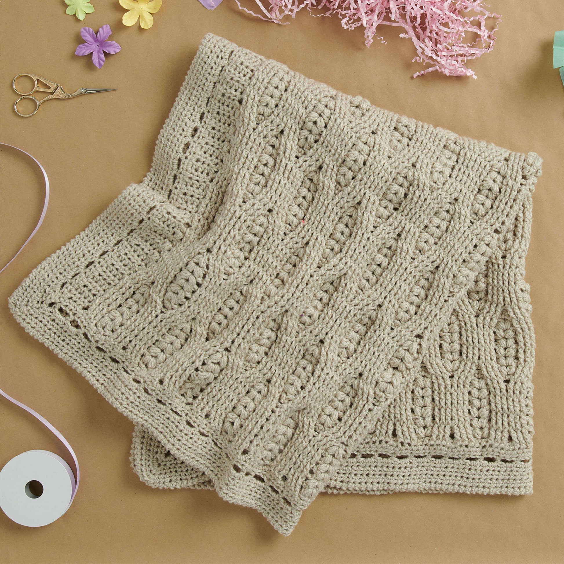 Free Bernat Misty Vines Crochet Baby Blanket Pattern