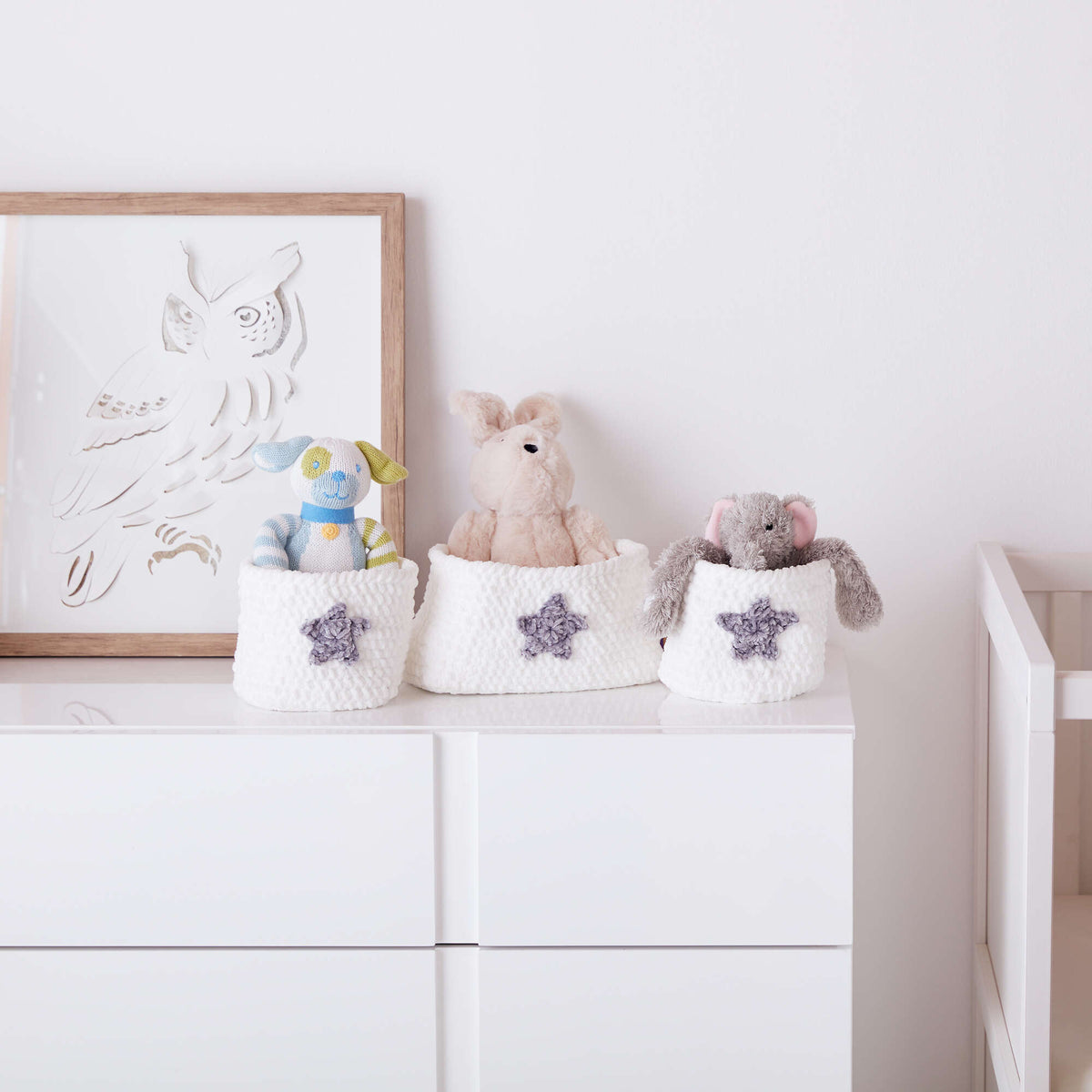 Crochet Basket made in Bernat Baby Blanket yarn