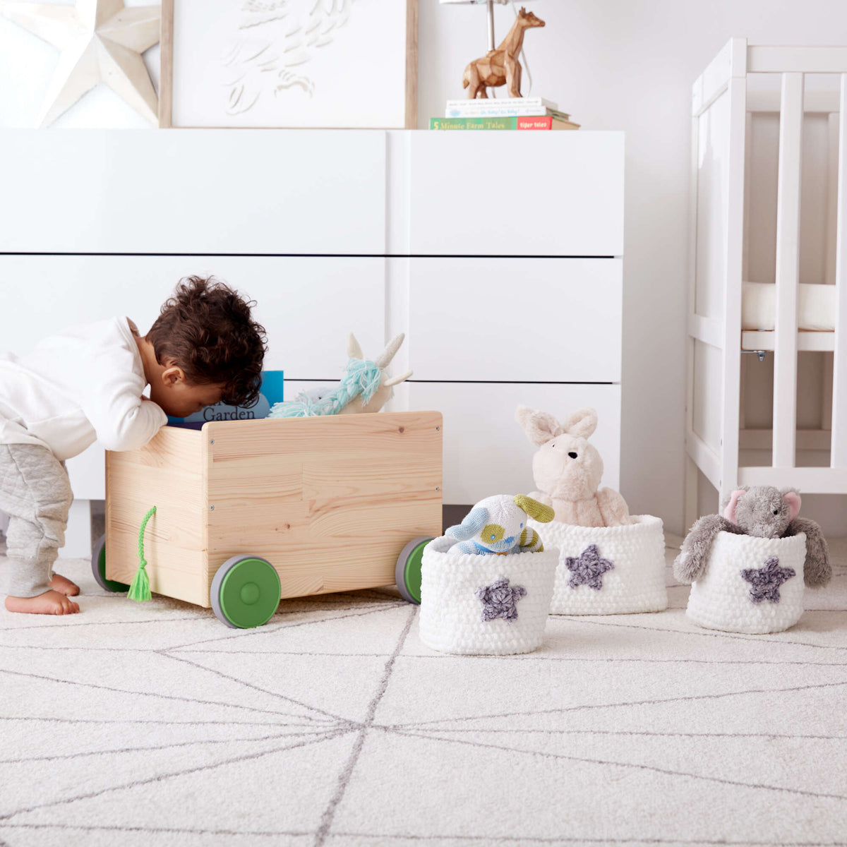 Crochet Basket made in Bernat Baby Blanket yarn