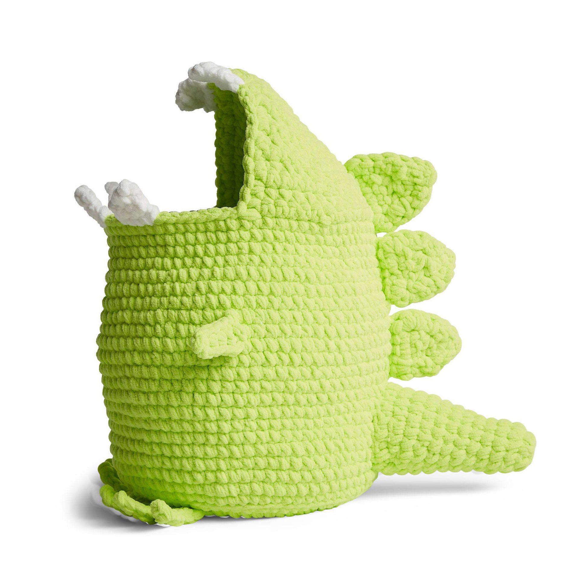 Free Bernat Crochet Dinosaur Toy Storage Basket Pattern