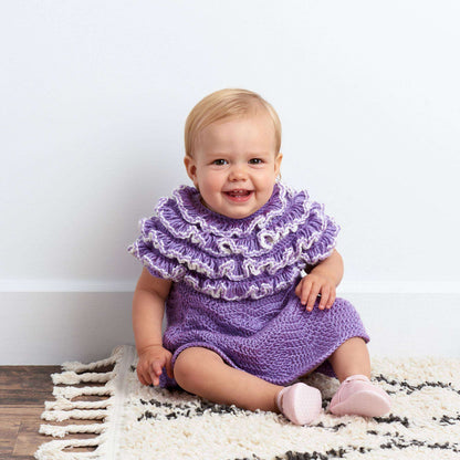 Bernat Crochet Ruffle Yoke Baby Dress 12 mos