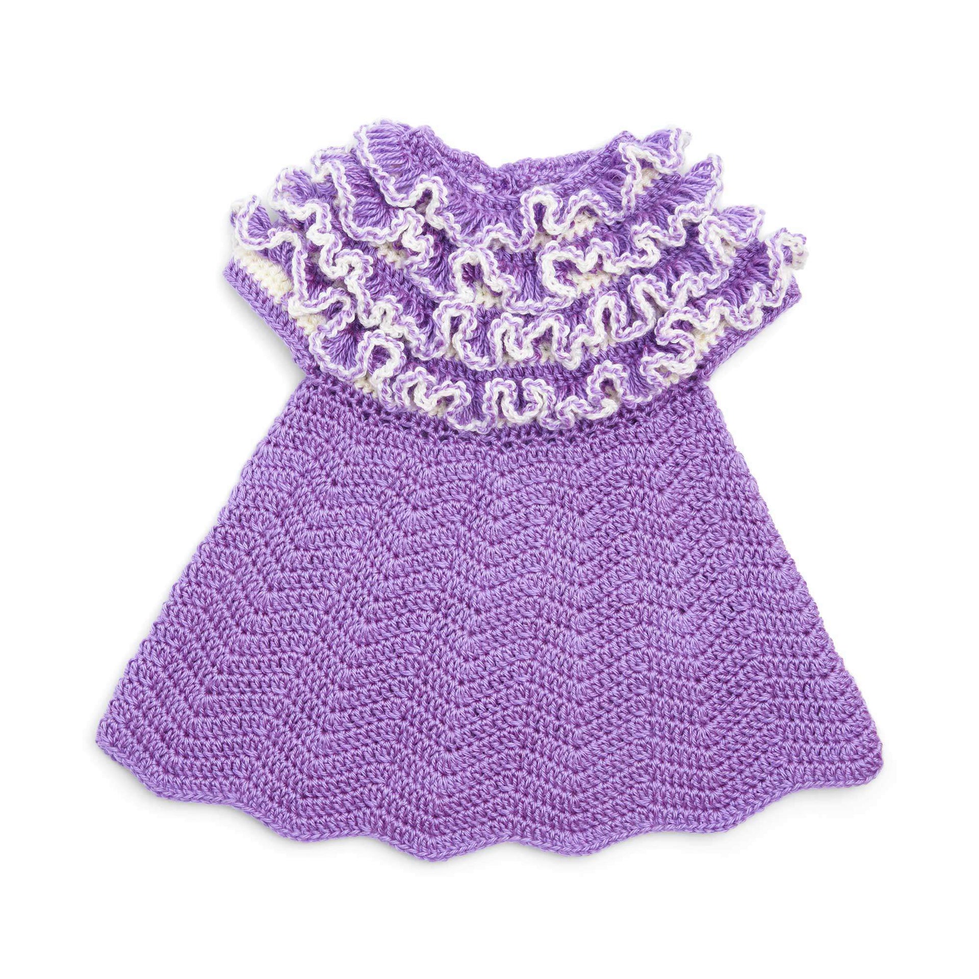 Free Bernat Ruffle Yoke Baby Dress Crochet Pattern | Yarnspirations Free Bernat Ruffle Yoke Baby Dress Crochet Pattern | Yarnspirations
