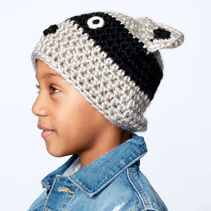 Bernat Raccoon Hat Crochet Hat made in Bernat Softee Baby Chunky yarn