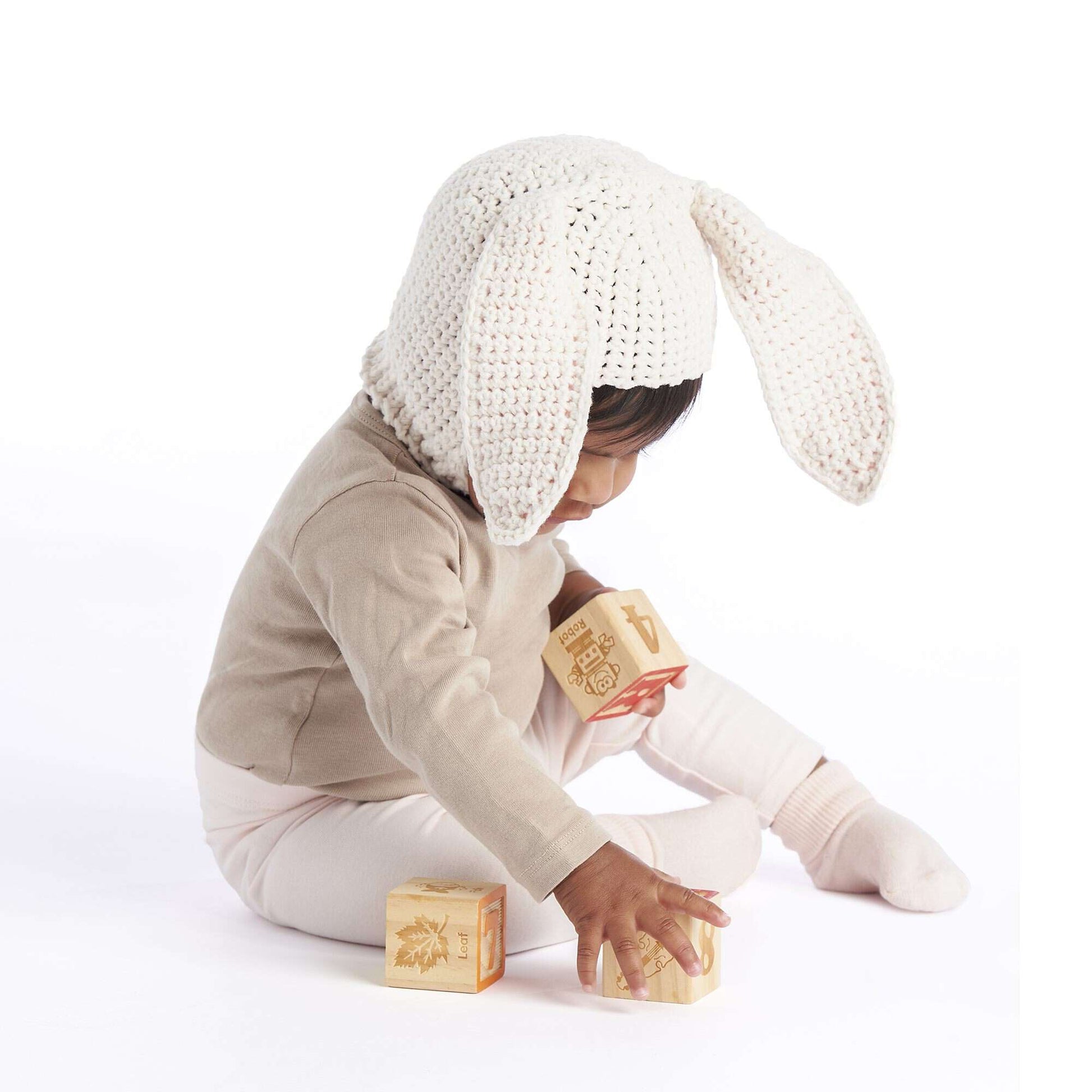 Free Bernat Bunny Ear Up Crochet Hat Pattern