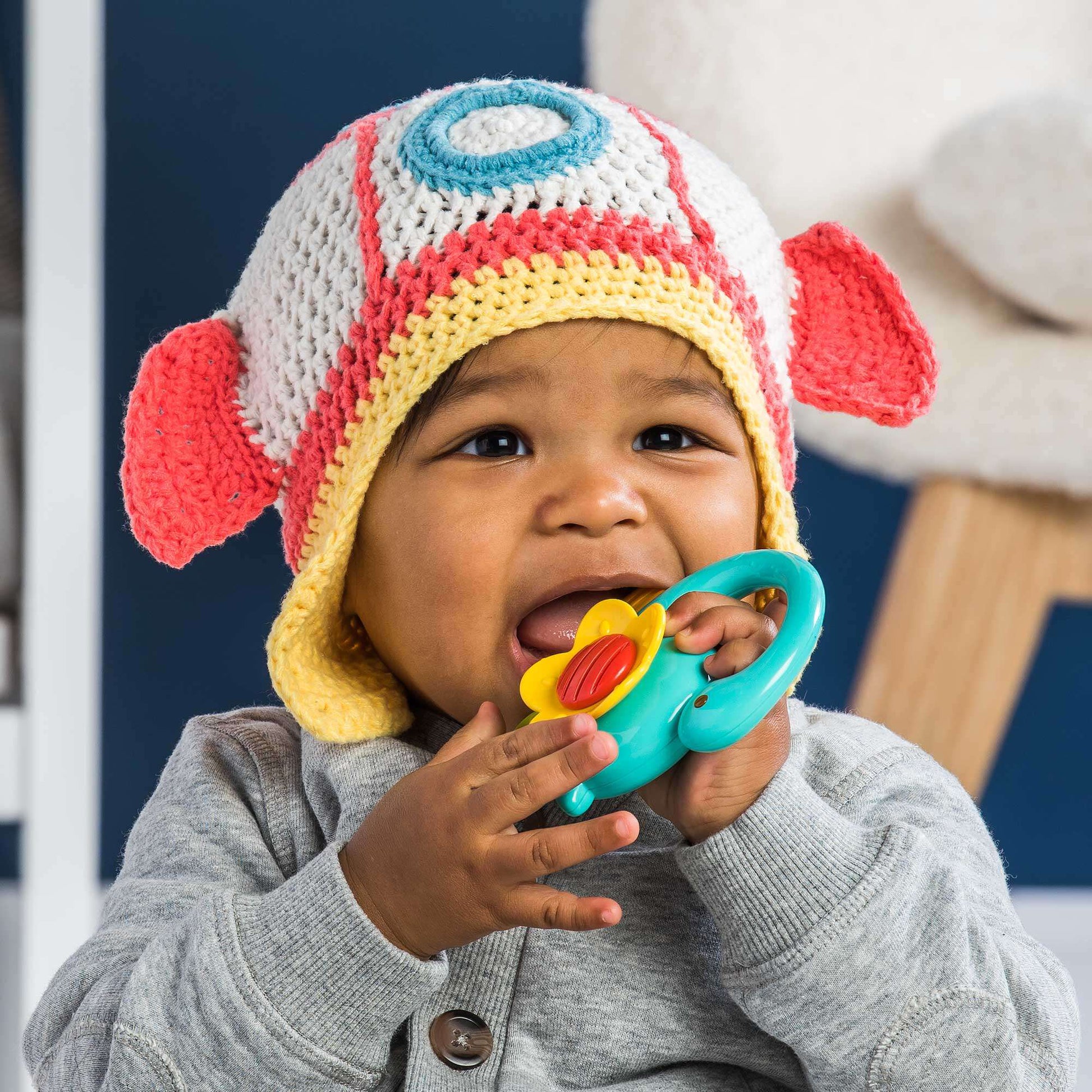 Free Bernat Crochet Baby Rocketship Hat Pattern