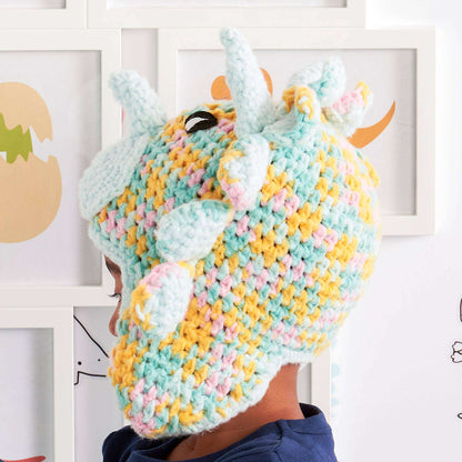 Bernat Crochet Triceratops Hat Crochet Hat made in Bernat Forever Fleece Finer yarn