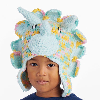 Bernat Crochet Triceratops Hat Crochet Hat made in Bernat Forever Fleece Finer yarn