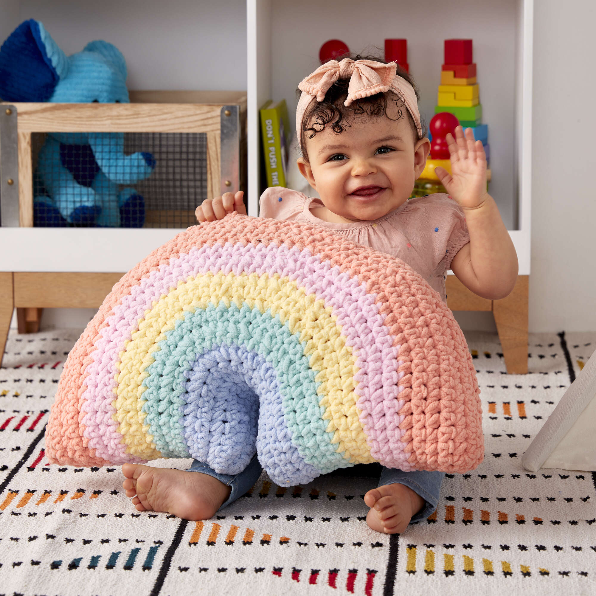Free Easy Bernat Rainbow Pillow Crochet Pattern | Yarnspirations