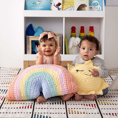 Bernat Crochet Rainbow Pillow Crochet Pillow made in Bernat Baby Blanket yarn