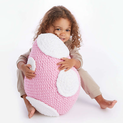 Bernat Crochet Dinosaur Egg Pillow Crochet Appliqué made in Bernat Baby Blanket yarn