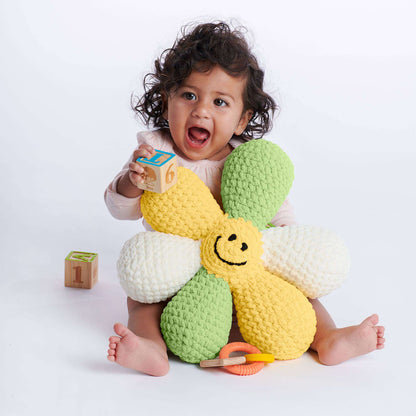 Bernat Crochet Daisy Pillow Crochet Pillow made in Bernat Baby Blanket yarn