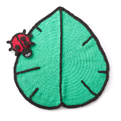Bernat Lil' Leaf Crochet Play Mat & Ladybug Toy Crochet Rug made in Bernat Blanket yarn