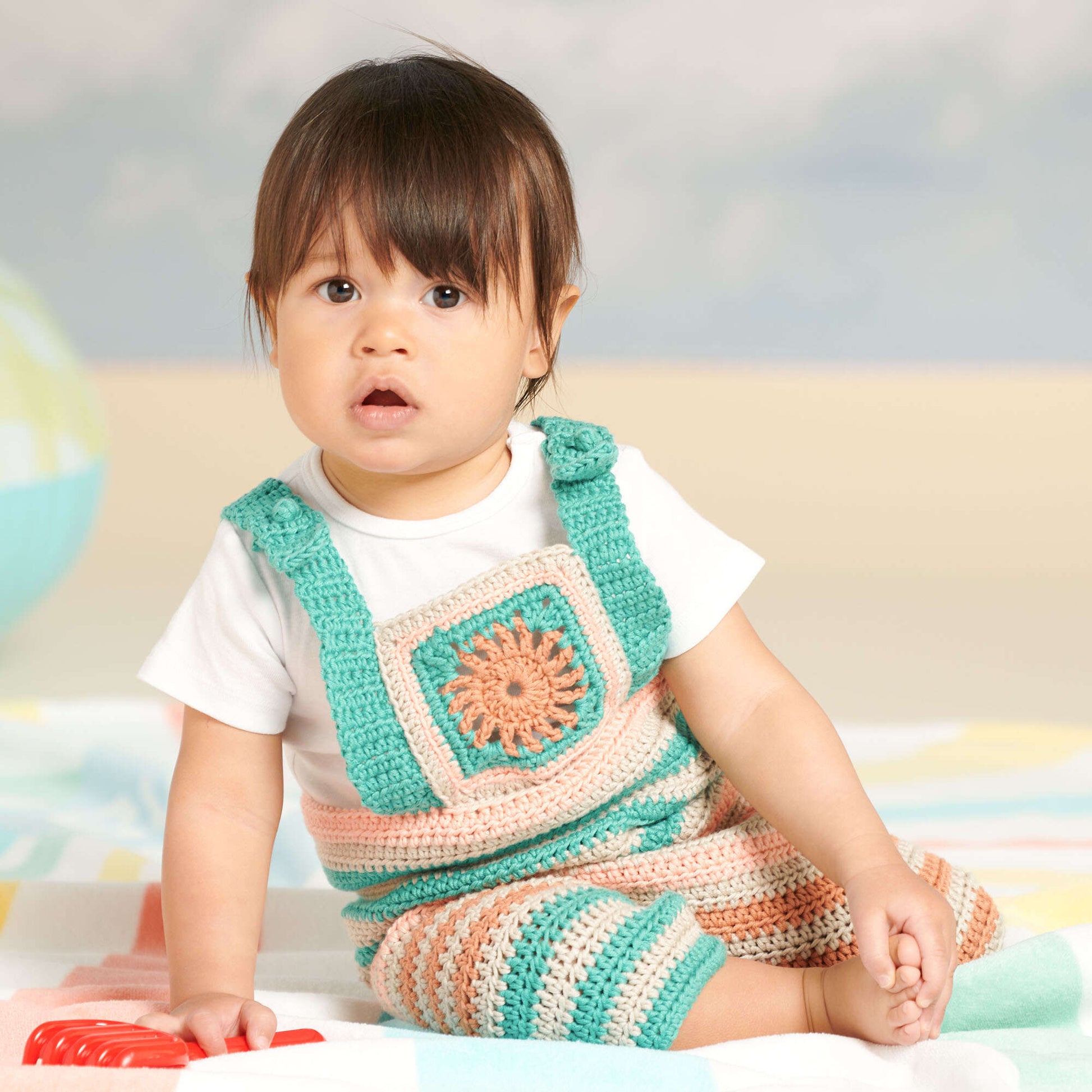 Free Bernat Crochet Summer Playtime Baby Romper Pattern