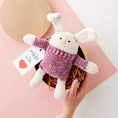 Bernat Square Hare To Crochet Crochet Toy made in Bernat Baby Velvet yarn