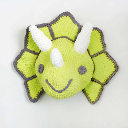 Bernat Crochet Faux Taxidermy Triceratops Crochet Toy made in Bernat Baby Blanket yarn