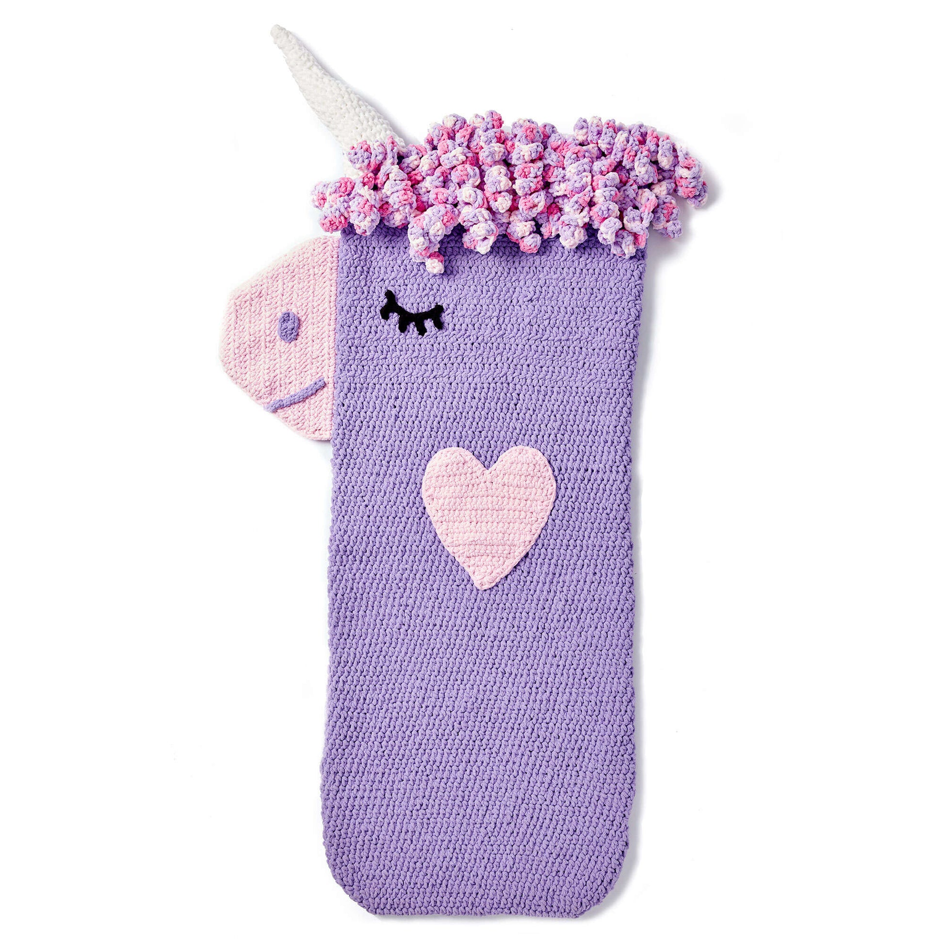 Bernat Crochet Unicorn Snuggle Sack Crochet Blanket made in Bernat Baby Blanket yarn