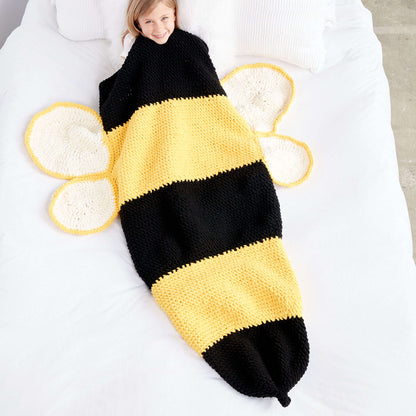 Bernat Bumble Bee Crochet Snuggle Sack Crochet Blanket made in Bernat Blanket yarn