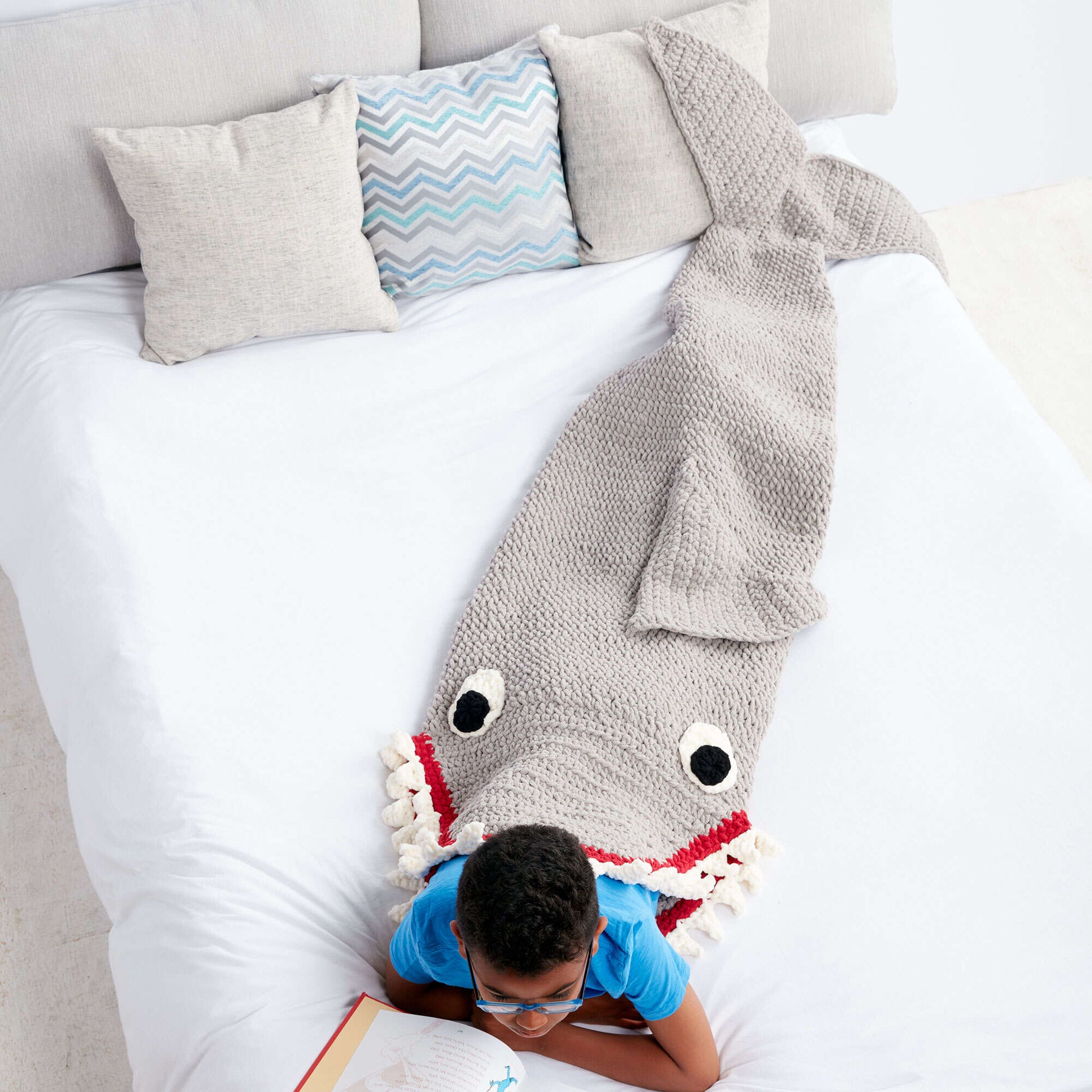Free Bernat Crochet Fin-tastic Shark Snuggle Sack Pattern