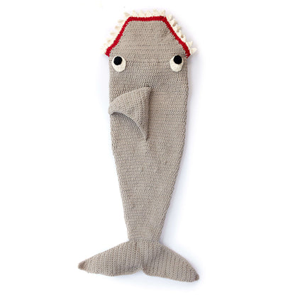 Bernat Fin-tastic Shark Snuggle Sack Crochet Blanket made in Bernat Blanket yarn