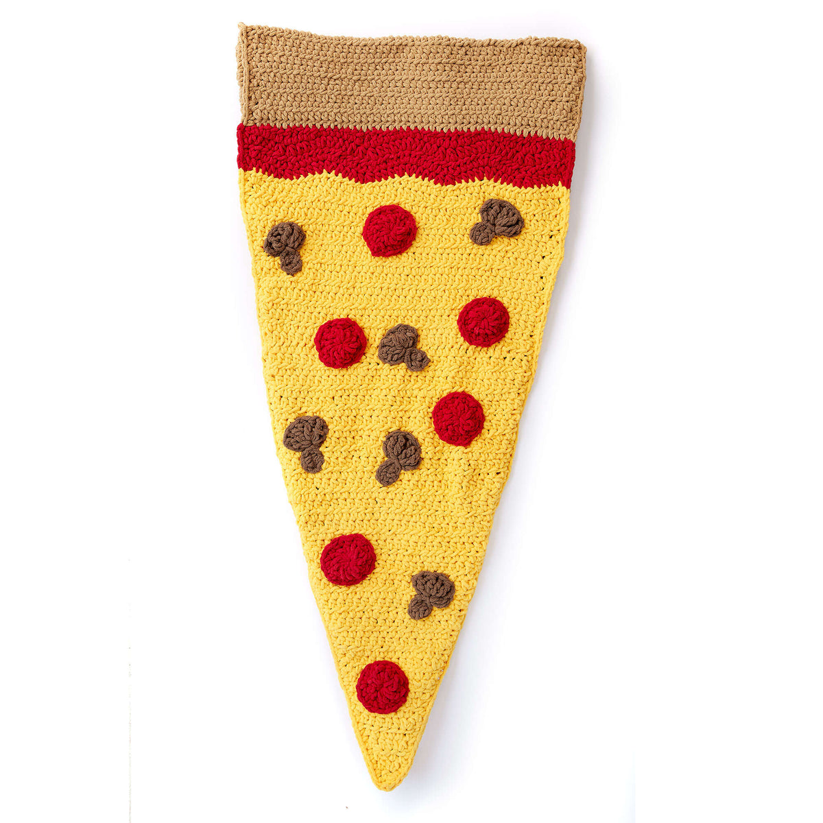 Crochet Pizza Party Snuggle Sack made in Bernat Blanket Yarn