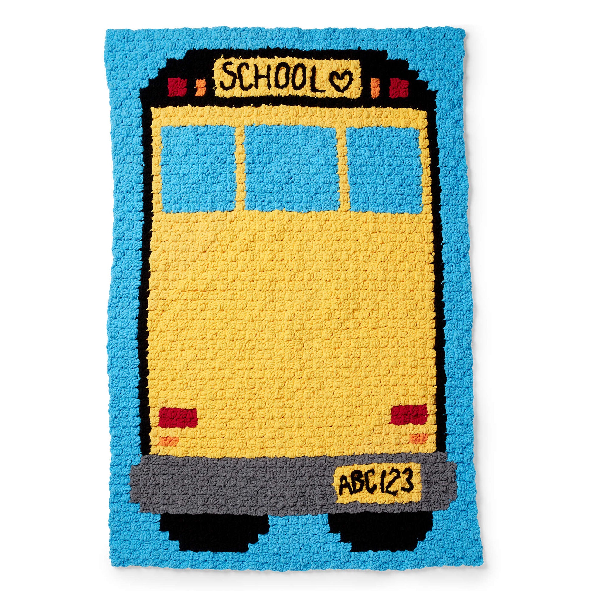 Bernat Corner To Corner Crochet School Bus Blanket Crochet Blanket made in Bernat Blanket yarn