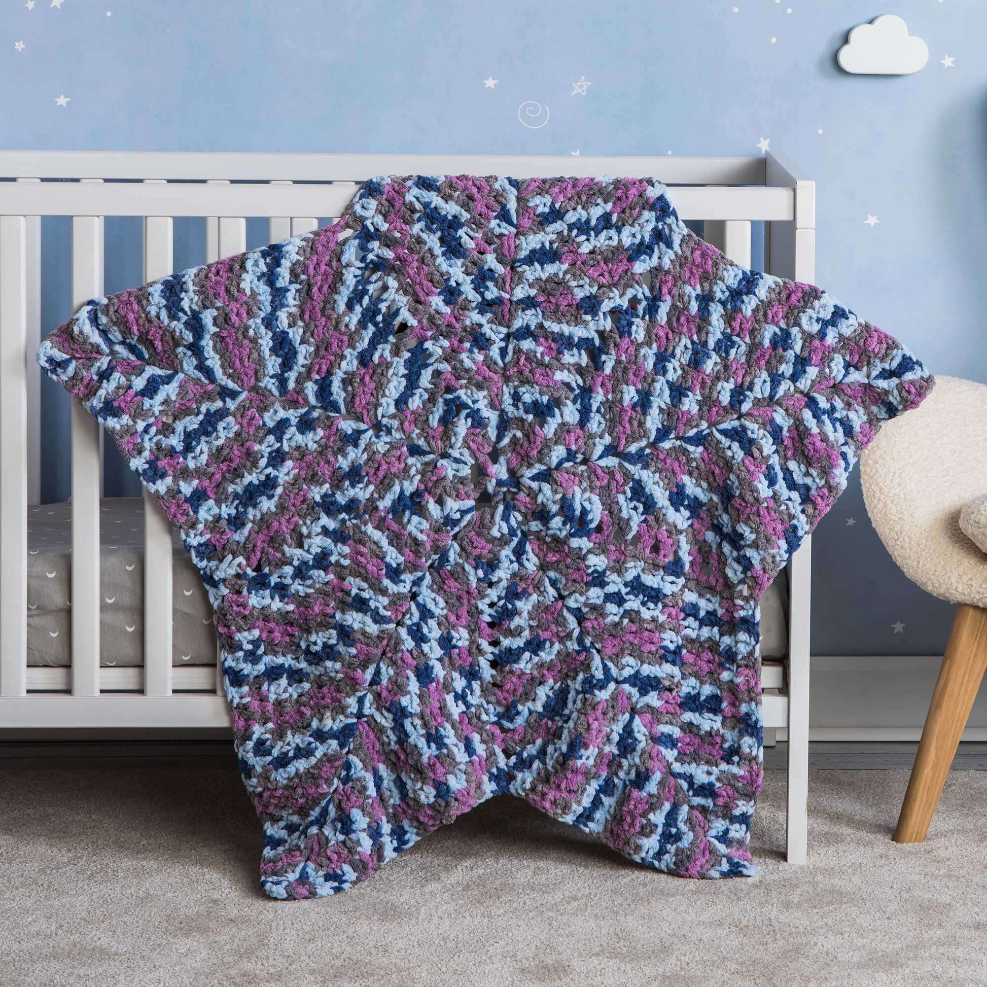 Free Bernat Dreamtime Crochet Star Baby Blanket Pattern