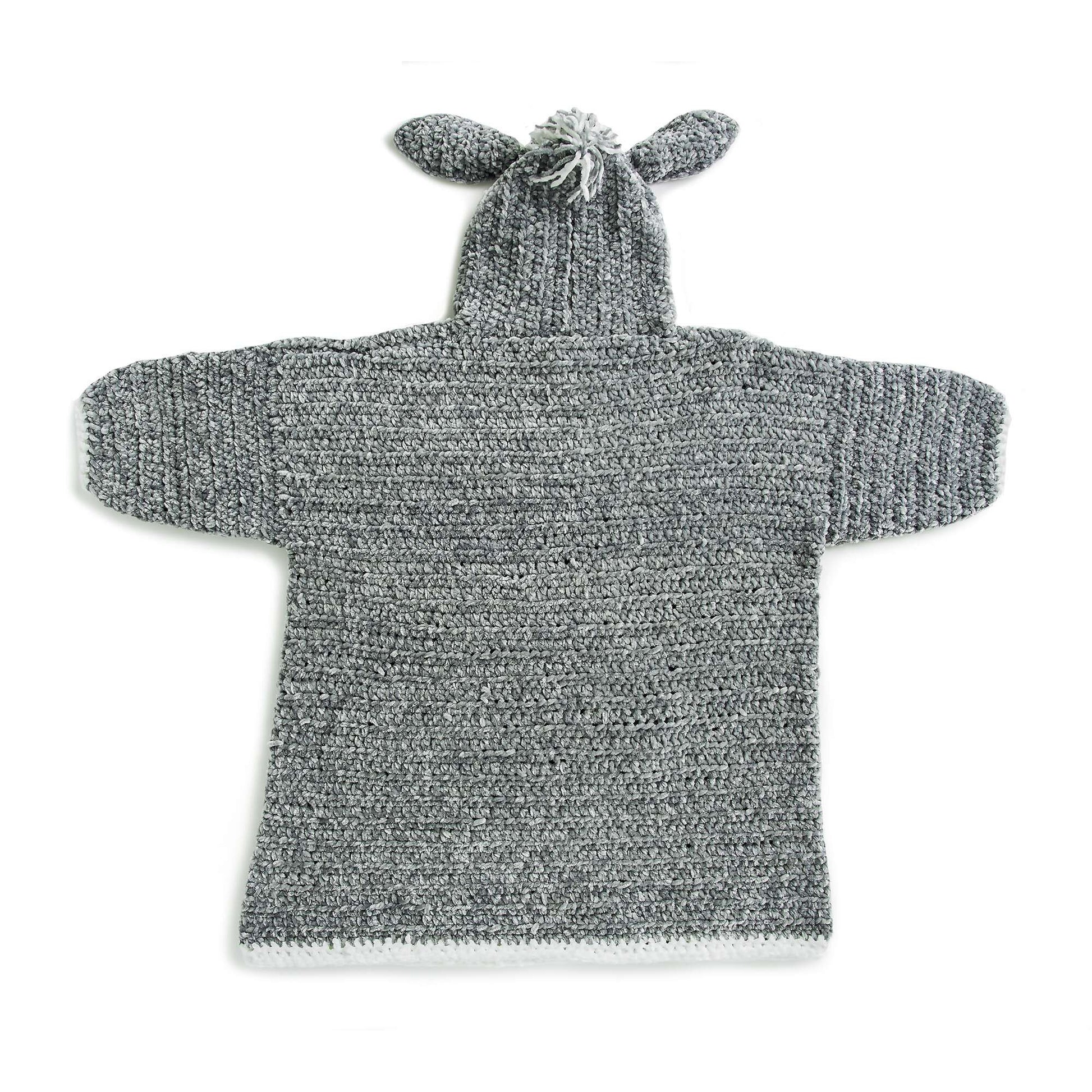 Free Bernat Funky Donkey Kids Crochet Blanket Hoodie Pattern