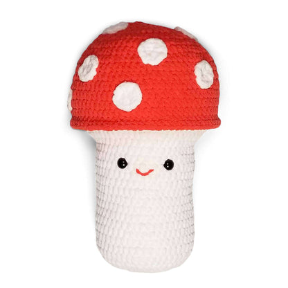 Bernat Crochet Mushroom Stuffie By Moogly Crochet Toy made in Bernat Blanket yarn