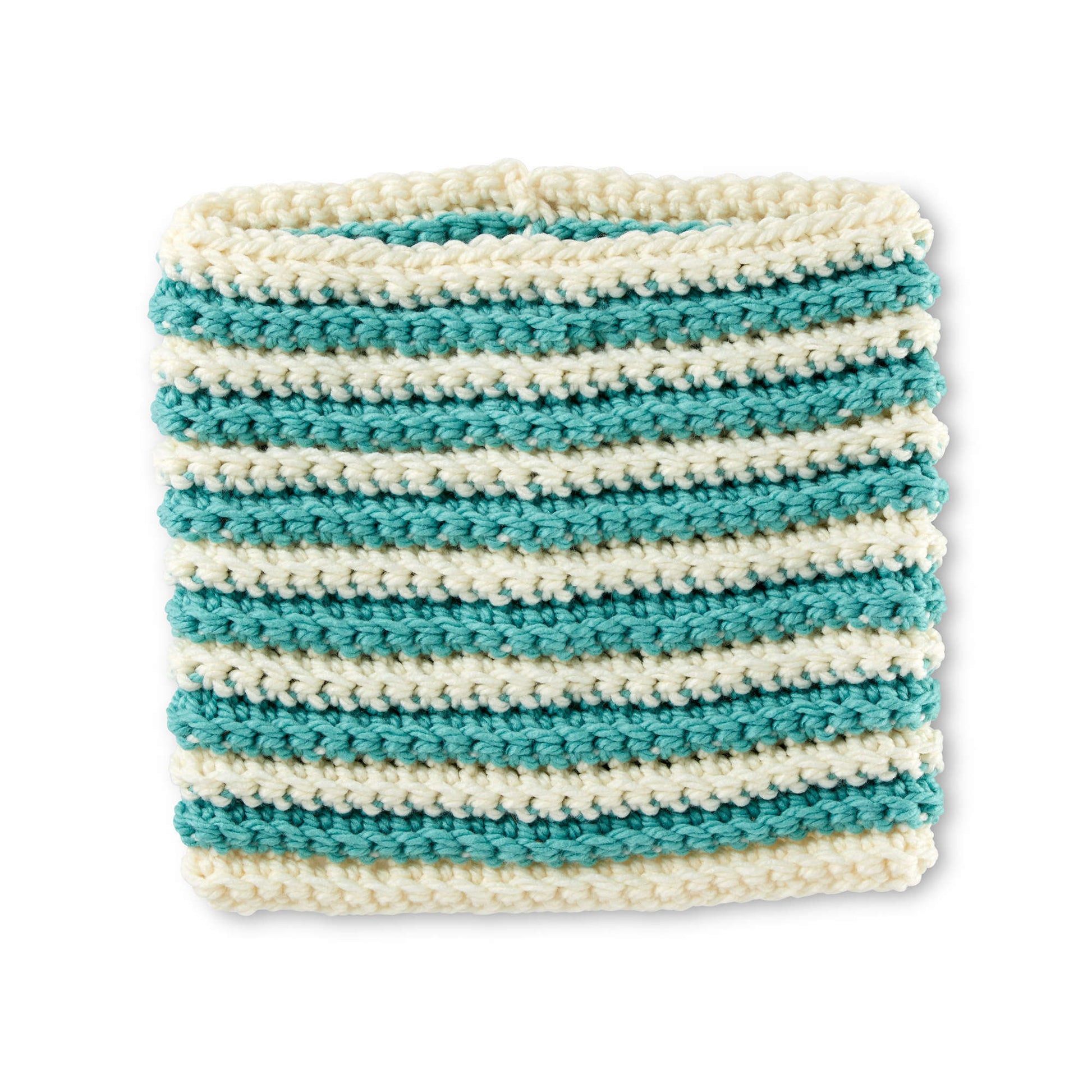 Bernat Stripe Across Crochet Cowl Natural/Seagreen