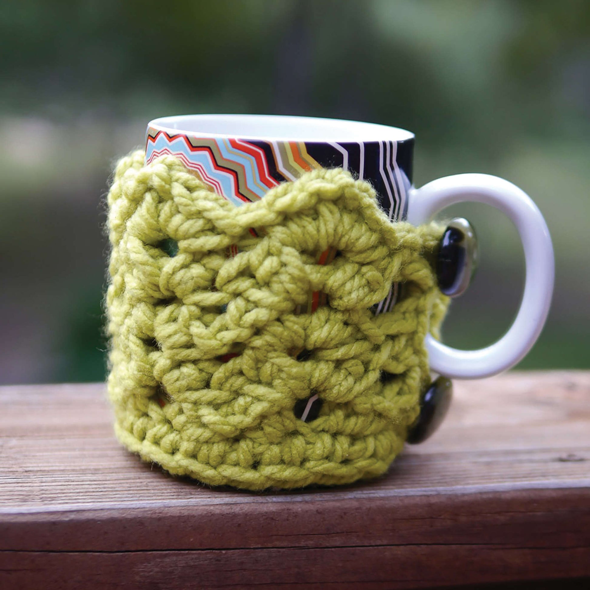 Bernat Cuppa Coffee Mug Cozy Crochet Accessory made in Bernat Softee Chunky yarn