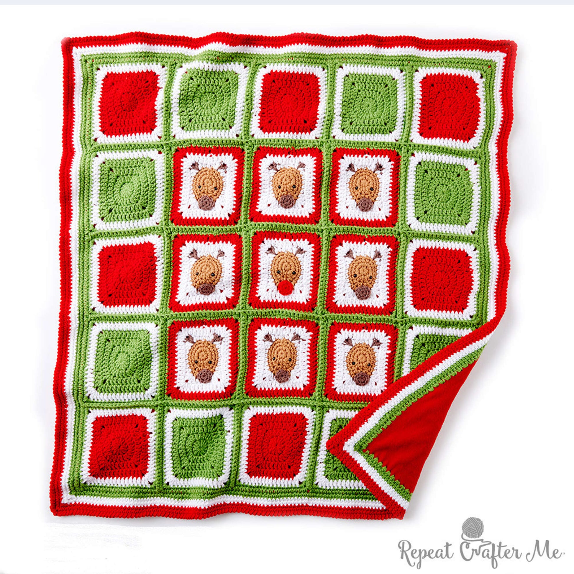 Bernat Crochet Christmas Reindeer Blanket Crochet Accessory made in Bernat Super Value yarn