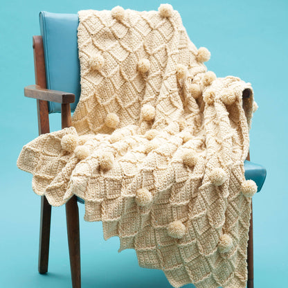 Bernat Lattice Pompom Crochet Blanket Crochet Blanket made in Bernat Super Value yarn