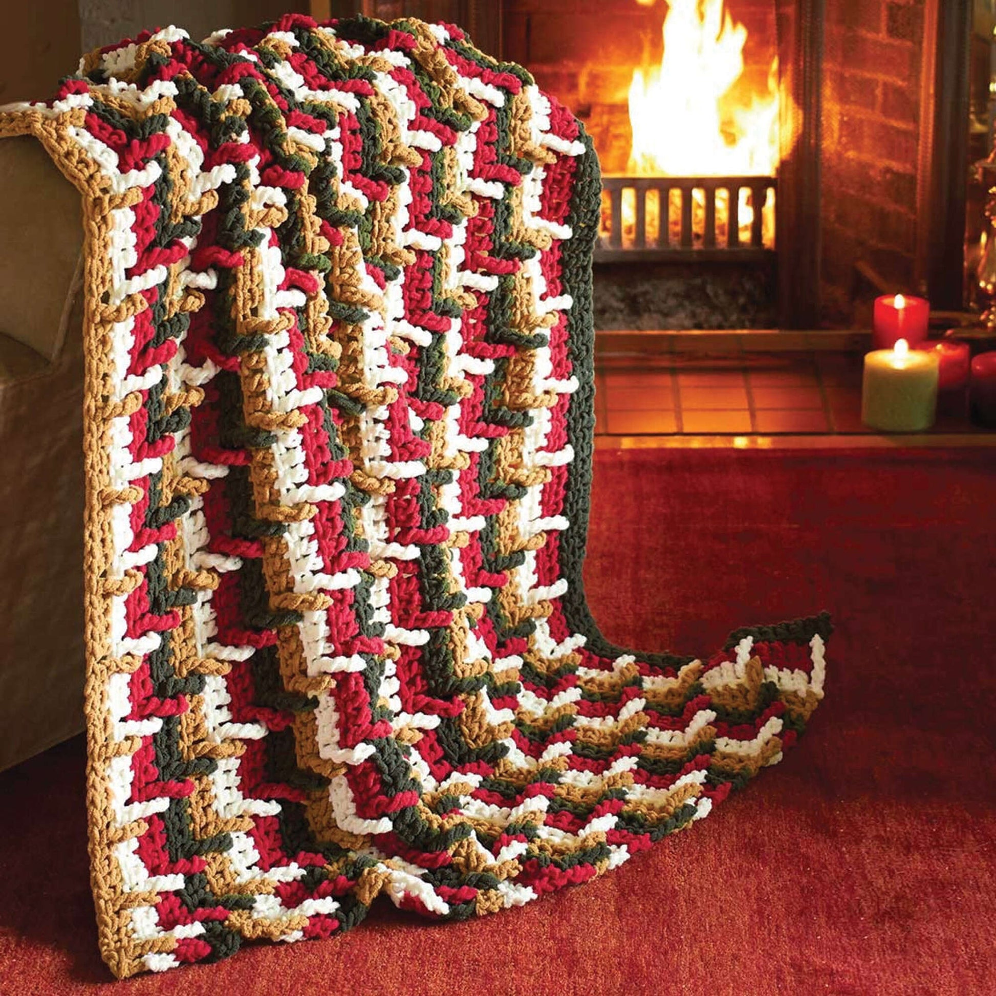 Bernat Step Ladder Afghan Crochet Blanket made in Bernat Blanket yarn