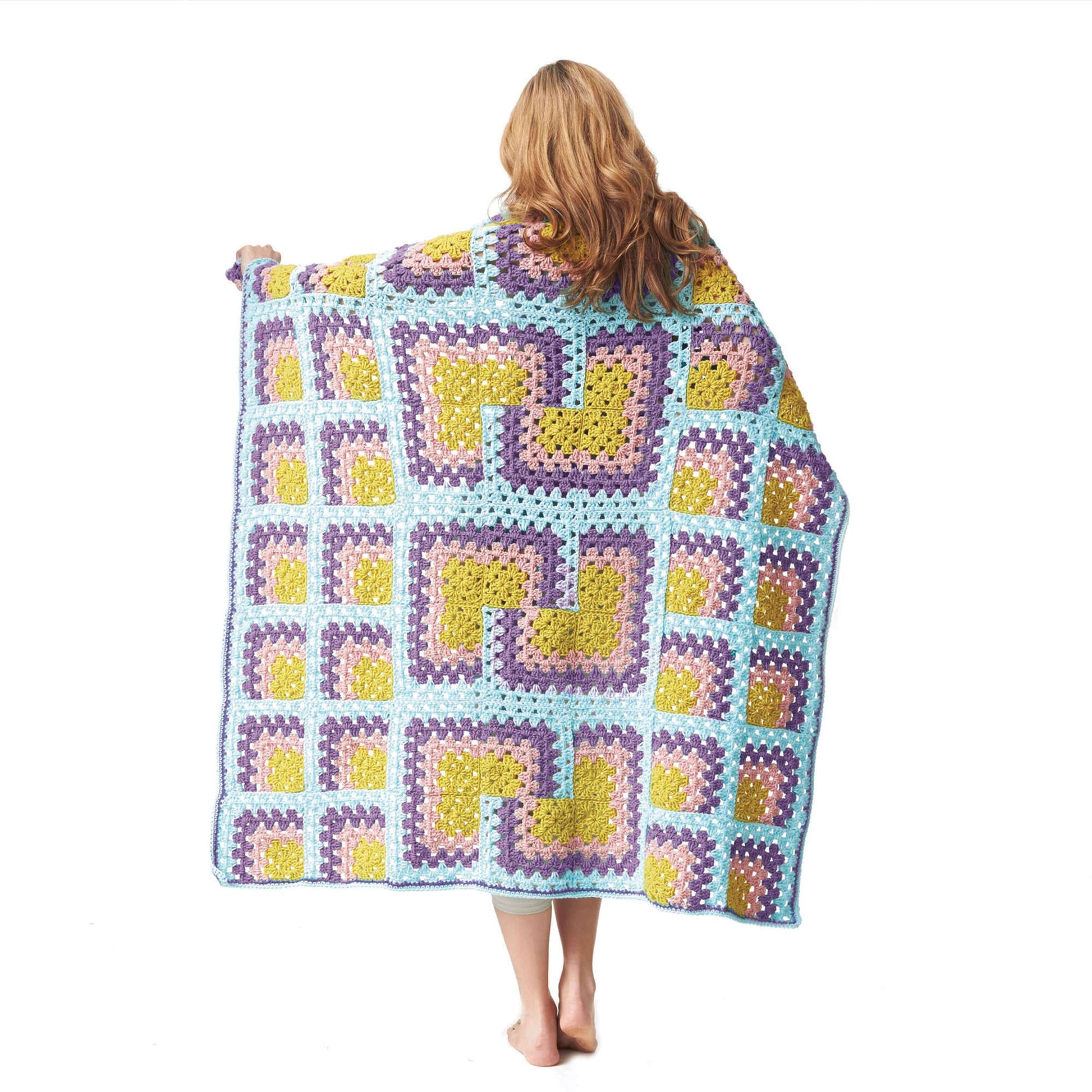 Free Bernat Mitered Granny Square Throw Crochet Pattern